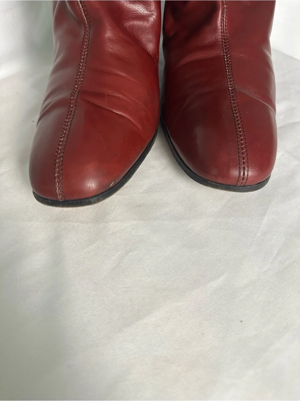 Women’s Burgundy Brown Genuine Leather Knee High Boots Size 6 Slim Fit